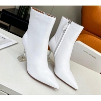 Purchase Amina Muaddi Calf Leather High Heel Ankle Boots 9.5cm White 2082402