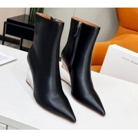 Good Looking Amina Muaddi Calf Leather Wedge Ankle Boots 9.5cm Black 2082406