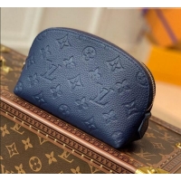 Famous Brand Louis Vuitton Cosmetic Pouch PM in Monogram Leather M69413 Navy Blue/Red 2021