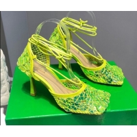 Hot Style Bottega Veneta Sequins Cord Mesh Sandals 9cm Kiwi Green 2062104