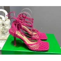 Best Product Bottega Veneta Cord Mesh High Heel Sandals 9cm Fuchsia Pink 062107