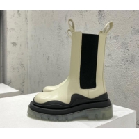 Stylish Bottega Veneta Tire Calfskin Short Chelsea Boot White/Black/Grey 072124