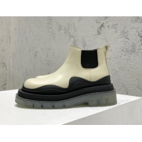 Best Price Bottega Veneta Tire Calfskin Ankle Chelsea Boot White/Black/Grey 072141