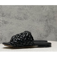 Classic Hot Bottega Veneta Dot Wave Flat Slide Sandals Black 080837