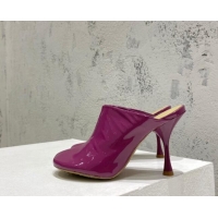 Best Product Bottega Veneta Patent Leather High Heel Mules 9.5cm Purple 2022 080840