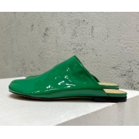 Classic Bottega Veneta Patent Leather Flat Mules Green 2022 080845