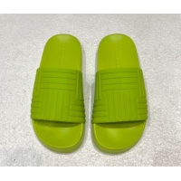 Best Grade Bottega Veneta Rubber Slider Flat Slide Sandals Kiwi Green 080853