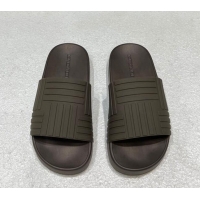 Good Product Bottega Veneta Rubber Slider Flat Slide Sandals Coffee Brown 080854