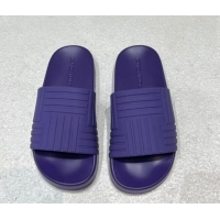 Hot Style Bottega Veneta Rubber Slider Flat Slide Sandals Purple 080857