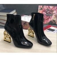 Best Price Dolce & Gabbana Patent Leather High Heel Ankle Boots 10.5cm Black/Gold 081283