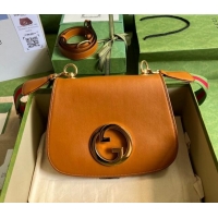 Promotional Gucci Blondie Leather Medium Shoulder Bag with Interlocking G 699210 Brown 2022