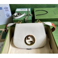 Top Grade Gucci Blondie Leather Medium Shoulder Bag with Interlocking G 699210 White 2022