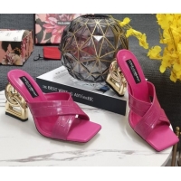 Durable Dolce&Gabbana DG Embossed Leather Slide Sandals 10.5cm Pink 090853