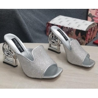 Good Product Dolce&Gabbana DG Crystal Slide Sandals 10.5cm Silver 090860