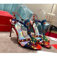 Lowest Price Christian Louboutin Goldora Leather High Heel Sandals 10cm with Allover Studs Multicolor 060177