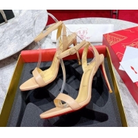 Luxury Cheap Christian Louboutin loubigirl High Heel Sandals 10cm with Ankle Strap Nude 060185