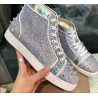 Top Design Christian Louboutin Lou Pik Pik 2 Strass Orlato Sneaker Silver 912051