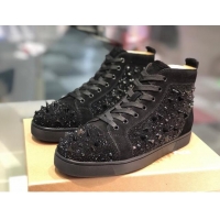 Durable Christian Louboutin Lou Spikes Sneakers Black 912054