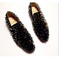 Original Cheap Christian Louboutin Dandelion Spikes Loafers Black 912056