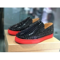 Low Cost Christian Louboutin Roller-Boat Flat Shoes Black 912063