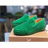 Shop Duplicate Christian Louboutin Roller-Boat Flat Shoes Green 912064