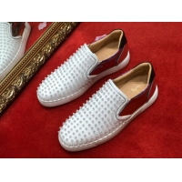 Top Design Christian Louboutin Roller-Boat Flat Shoes White 912067