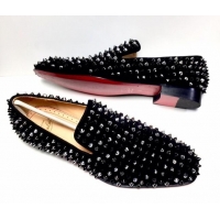 Charming Christian Louboutin Dandelion Spikes Loafers Black 928079