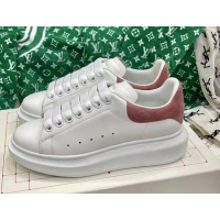 Popular Style Alexander McQueen Oversized Sneakers in White Silky Calfskin with Powder Pink Suede Back 072317