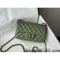 Trendy Design Chanel Lambskin Classic Mini Flap Bag A69900 Tea Green/Silver 2022