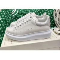 Best Product Alexander McQueen Oversized Sneakers in White Silky Calfskin with Silver Embossed Back 072334