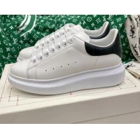 Discount Alexander McQueen Oversized Sneakers in White Silky Calfskin with Black Embossed Back 072336