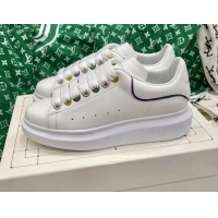 Discount Alexander McQueen Oversized Sneakers in White Silky Calfskin 072339