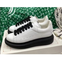 Top Design Alexander McQueen Oversized Sneakers in Silky Calfskin White/Black 072341