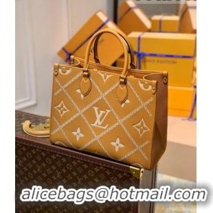 Promotional Louis Vuitton Onthego MM Tote Bag in Embroidered Quilted Leather M46015 Arizona Brown 2022