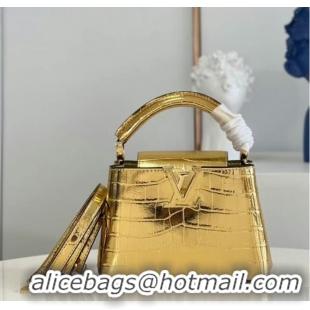 Promotional Louis Vuitton crocodile skin CAPUCINES MINI M48865 gold