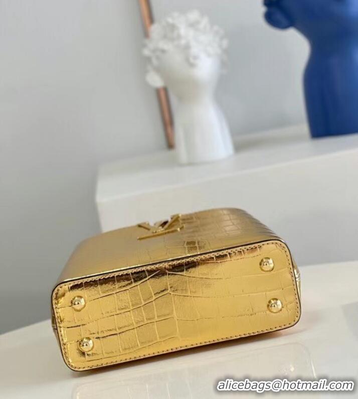 Promotional Louis Vuitton crocodile skin CAPUCINES MINI M48865 gold