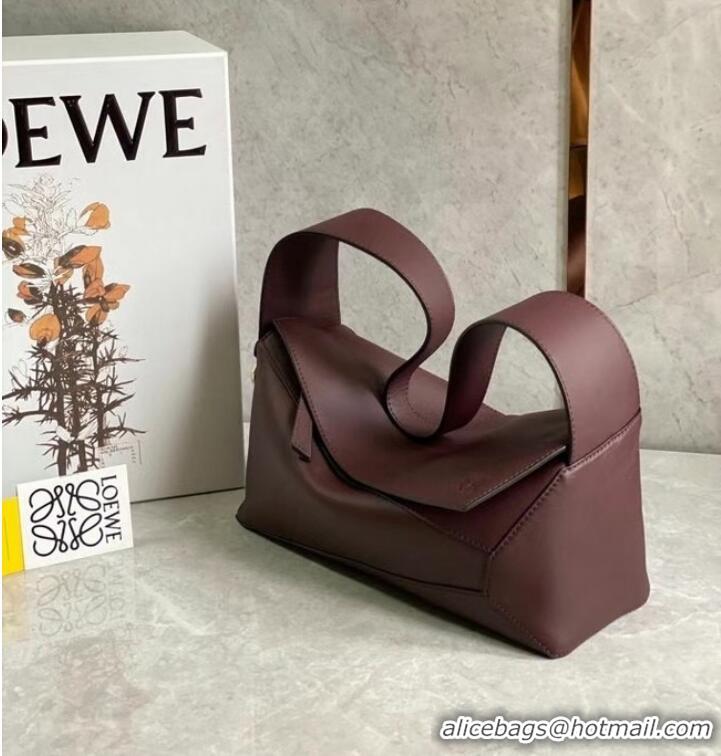 Popular Style Loewe Original Leather Bag LE10188 Burgundy