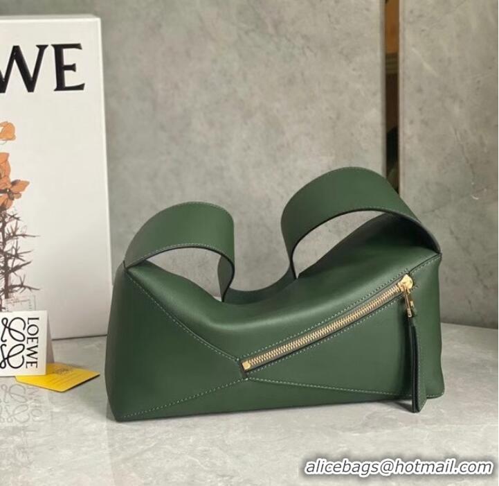 Unique Discount Loewe Original Leather Bag LE10188 blackish green