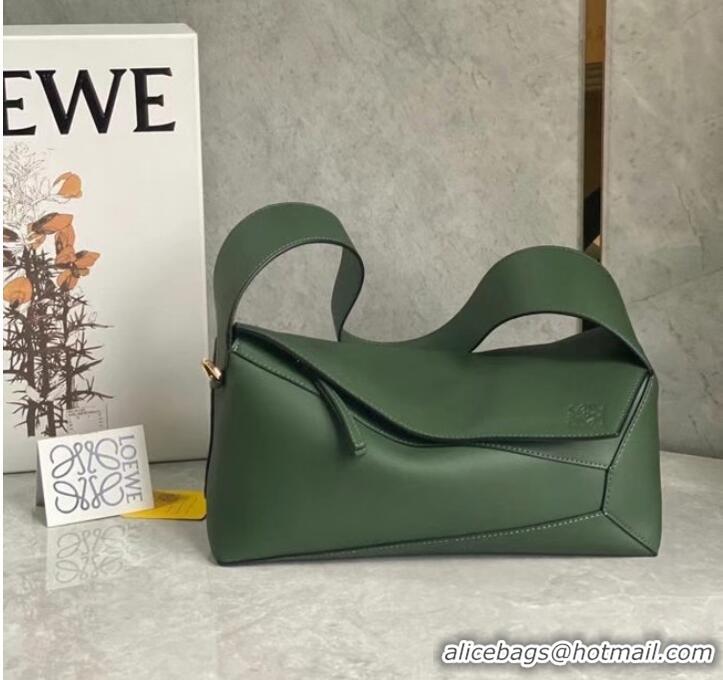 Unique Discount Loewe Original Leather Bag LE10188 blackish green