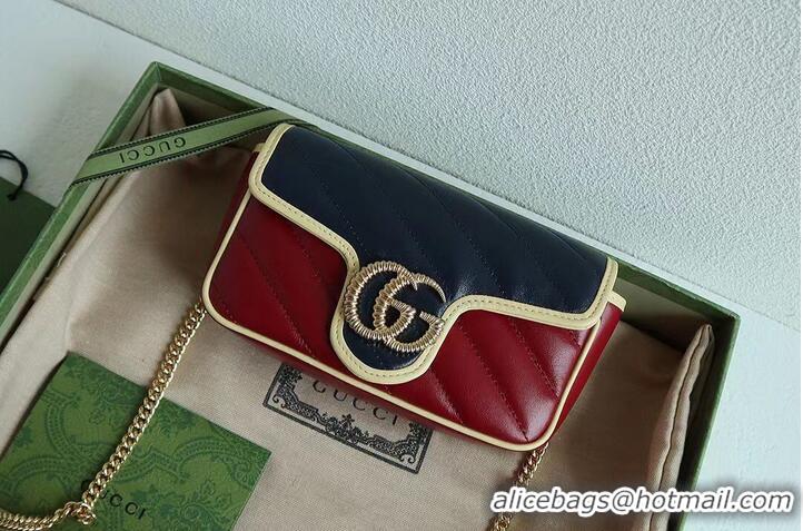 Good Quality Gucci GG Marmont matelasse mini bag 446744 wine&navy