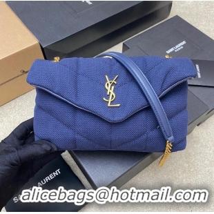 Buy Fashionable SAINT LAURENT LOULOU SMALL CHAIN BAG IN CANVAS 620333 BLUE