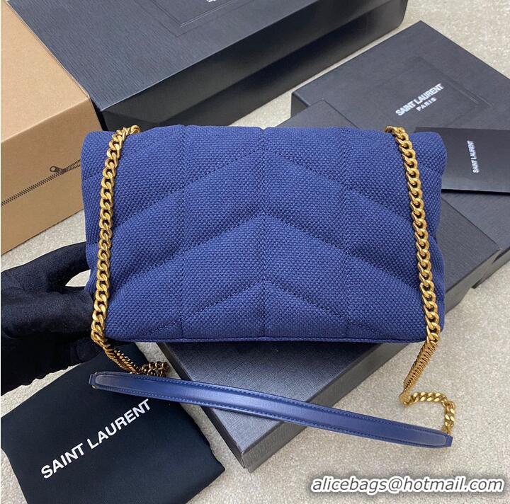 Buy Fashionable SAINT LAURENT LOULOU SMALL CHAIN BAG IN CANVAS 620333 BLUE