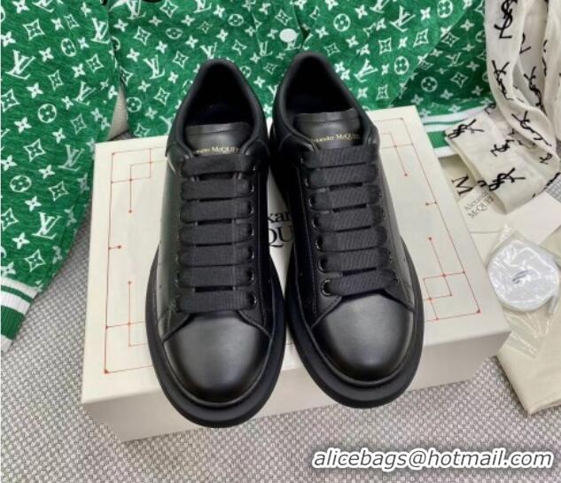 Best Price Alexander McQueen Oversized Sneakers in Silky Calfskin All Black 072342