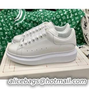 Best Grade Alexander McQueen Oversized Sneakers in White Silky Calfskin 072345