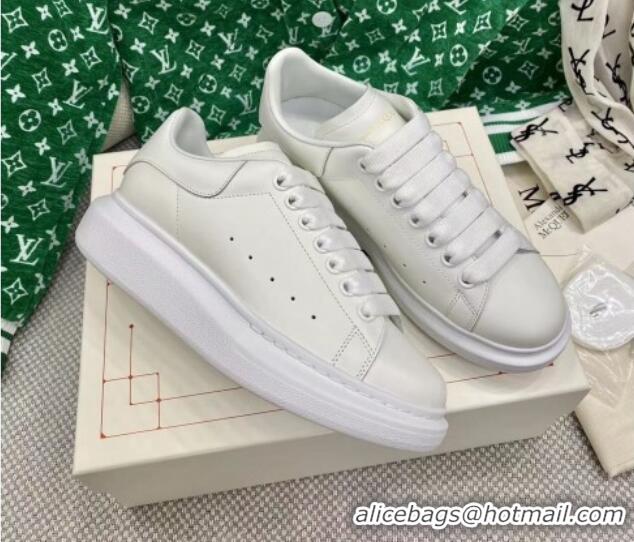 Best Grade Alexander McQueen Oversized Sneakers in White Silky Calfskin 072345