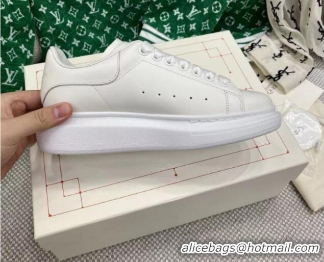 Best Grade Alexander McQueen Oversized Sneakers in White Silky Calfskin 072345