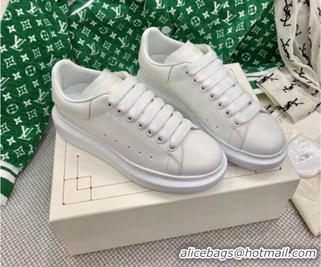 Best Grade Alexander McQueen Oversized Sneakers in White Silky Calfskin 072345