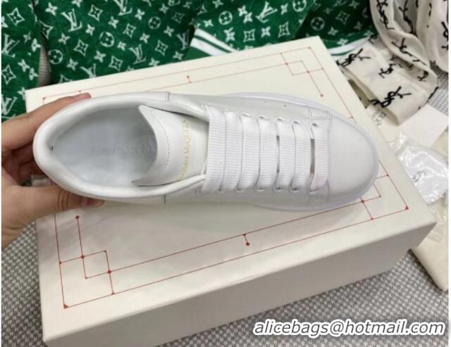 Best Grade Alexander McQueen Oversized Sneakers in White Silky Calfskin 072345