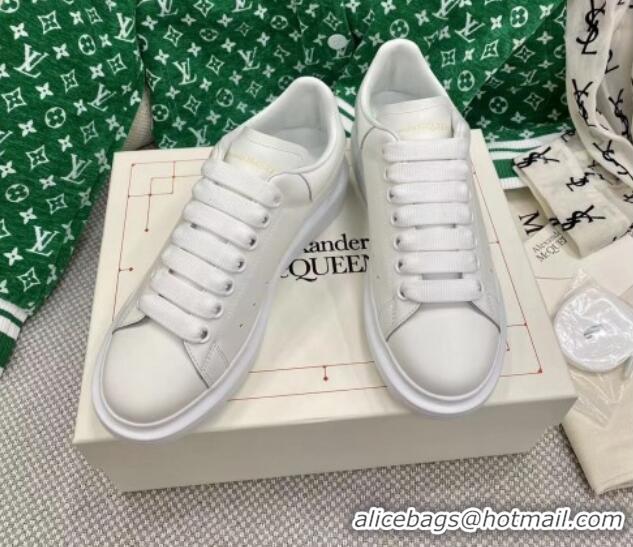 Best Grade Alexander McQueen Oversized Sneakers in White Silky Calfskin 072345