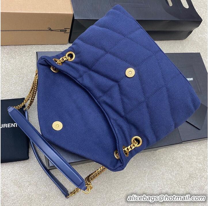 Promotional SAINT LAURENT LOULOU MEDIUM CHAIN BAG IN CANVAS 577476 BLUE